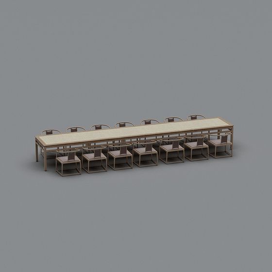 Modern Conference Table and Chair Set 3D model