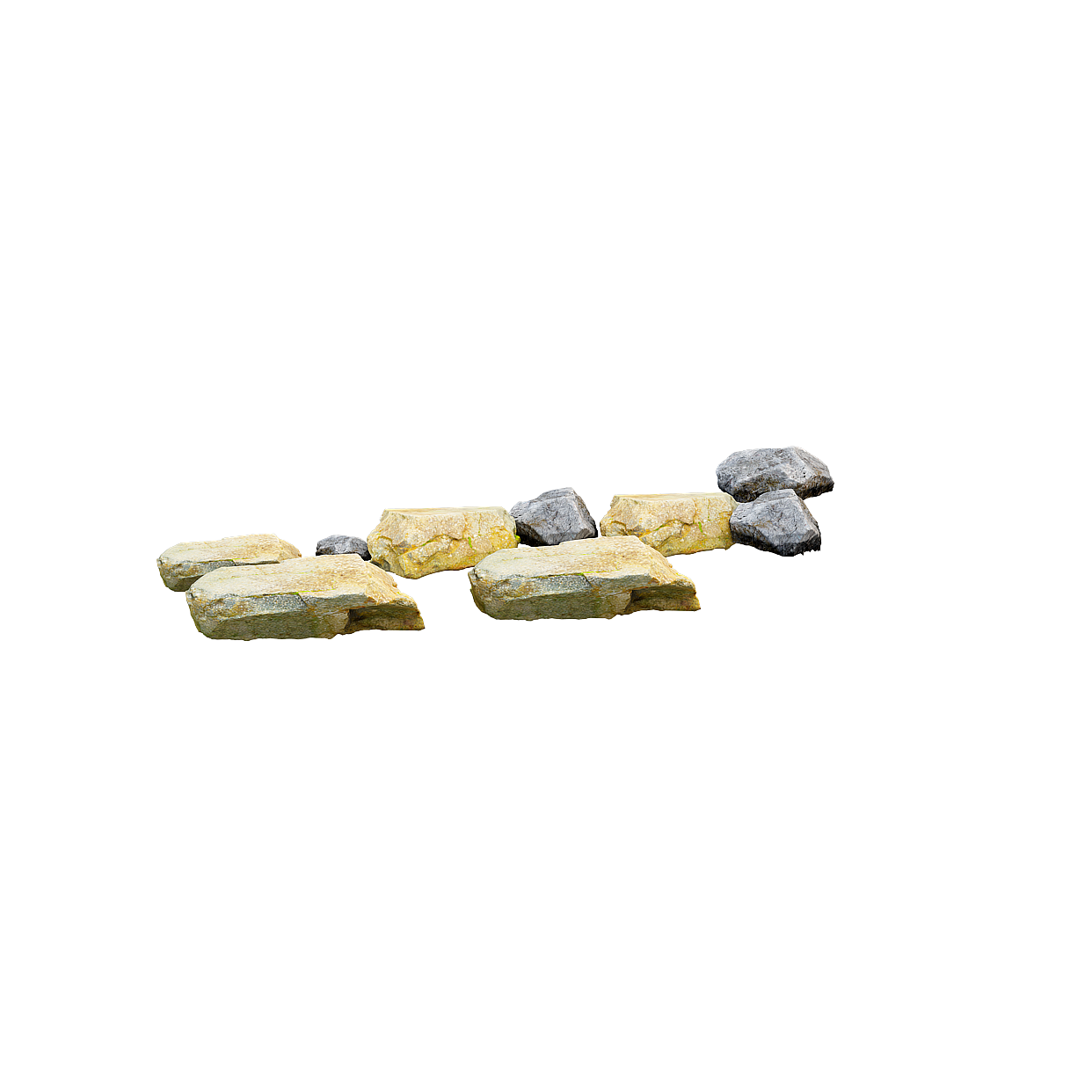 Natural Rock Pile 3D Model – Low-Poly Textured Rocks