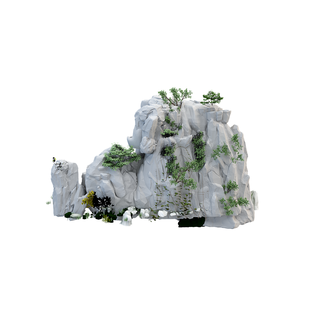 Low Poly Rock Mountain Peak – Textured Nature Model
