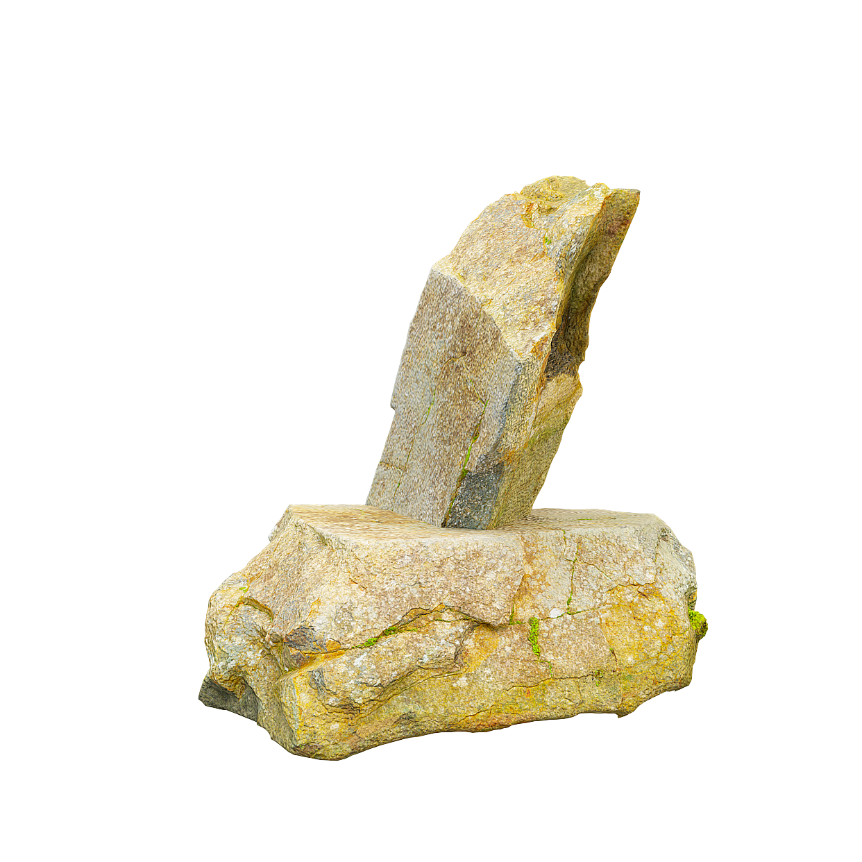 Balanced Stone 3D Model – Weathered Texture with Moss