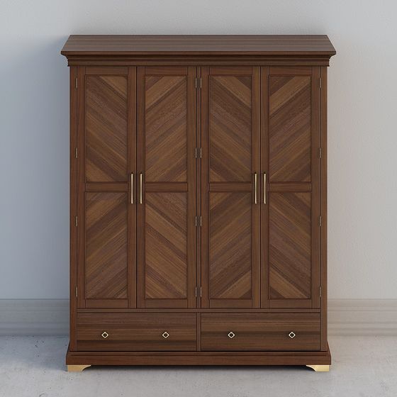 Elegant Low-Poly Wardrobe 3D Model for Modern Interiors