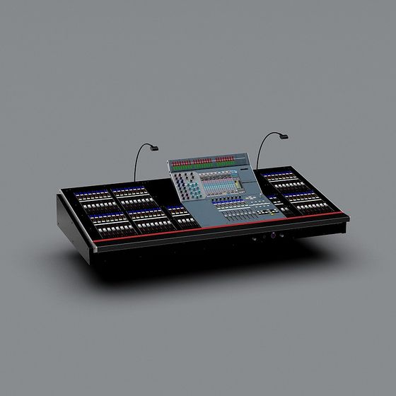 Low-Poly Audio Mixing Console 3D model
