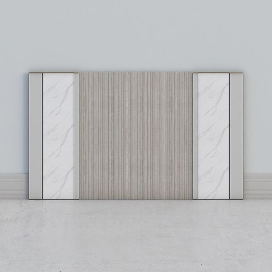 Elegant Low-Polygon Marble and Wood Wall 3D model
