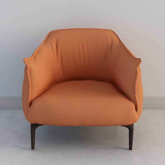 Vibrant Orange 3D Model Chair for Modern Interiors