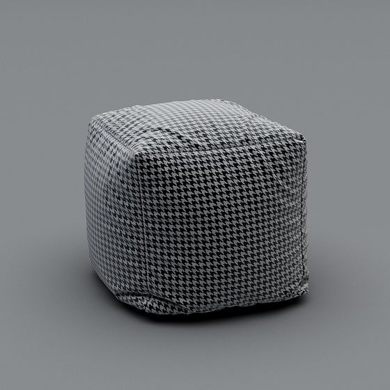 Houndstooth Pouf 3D model for Stylish Interiors
