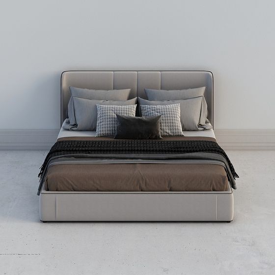 Stylish Bed 3D model for Cozy Interiors