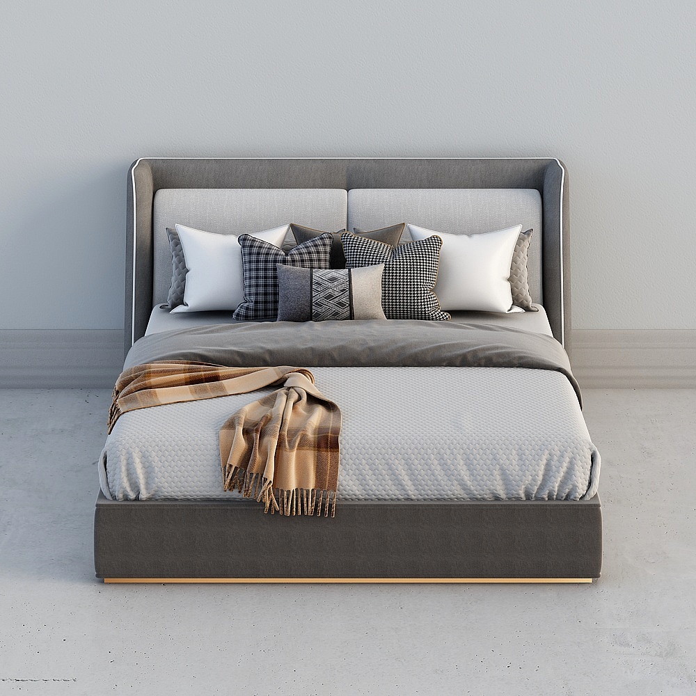 Elegant Modern Bed 3D model for Home Design