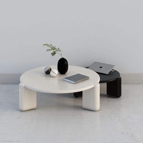 Modern Coffee Table Combination 3D Model in Black