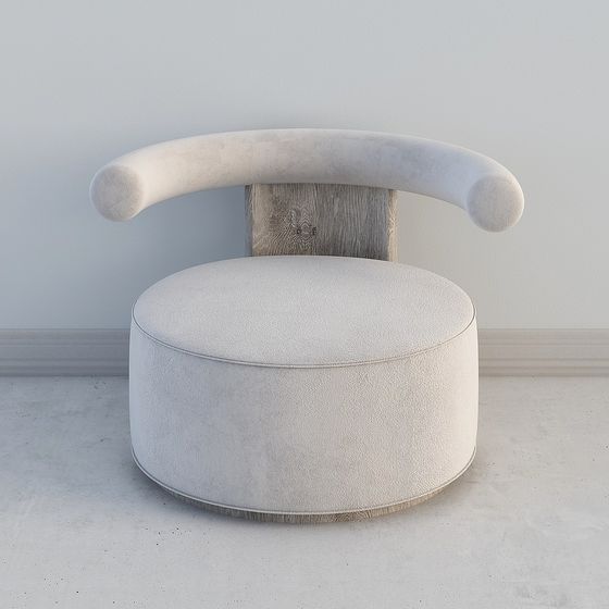Stylish Round Stool 3D model with Soft Texture