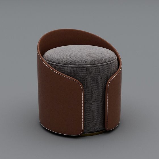 Elegant Round Stool 3D model for Modern and Vintage Spaces
