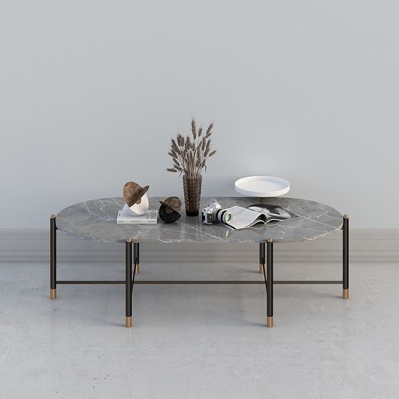 Elegant Low-Poly Marble Round Table 3D model