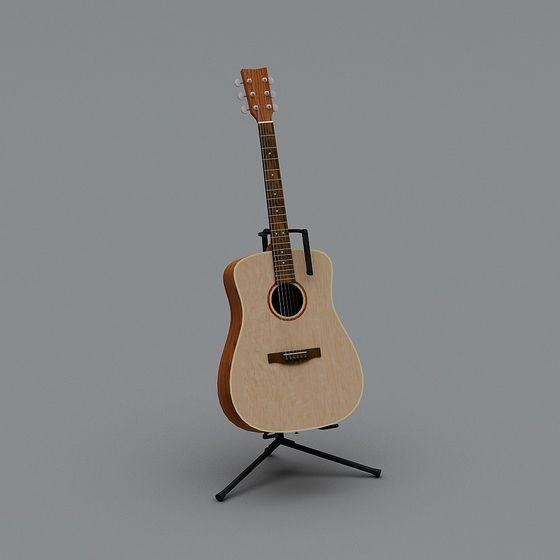 Realistic Low-Poly Acoustic Guitar 3D model