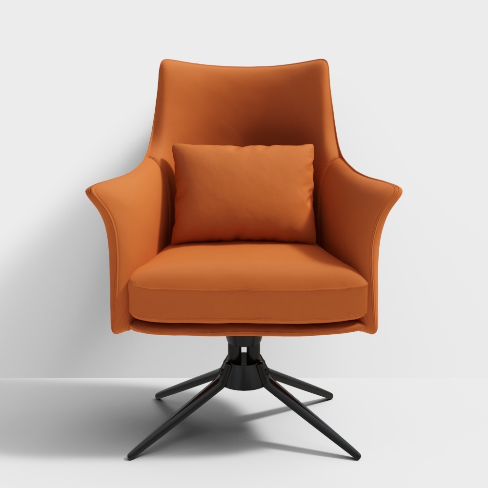 Stylish Orange High-Back Chair 3D Model – Low Poly Design