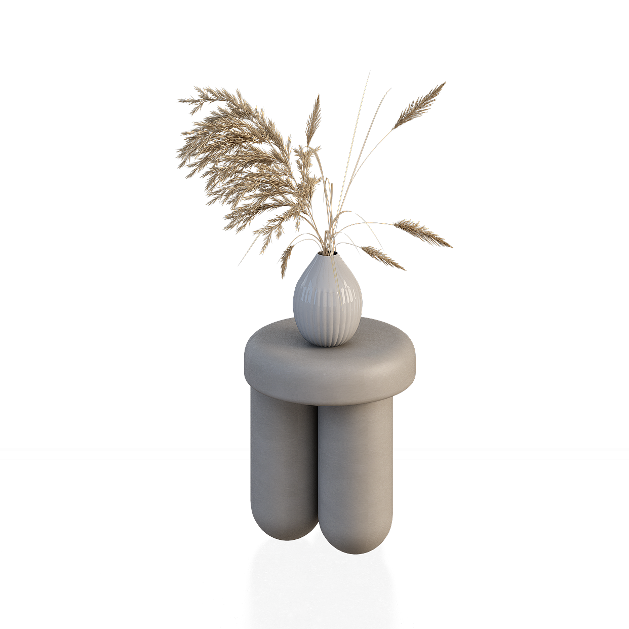 Minimalist Vase and Stool 3D Model – Ceramic & Gray Stool