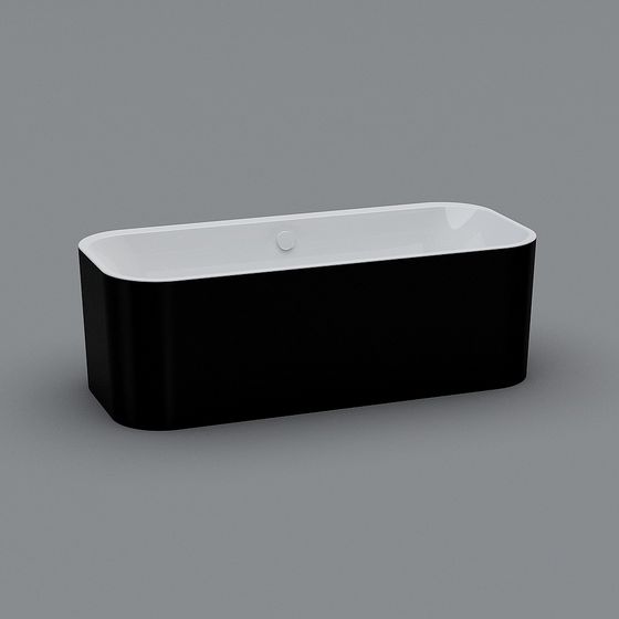 Minimalist Black and White Bathtub 3D model