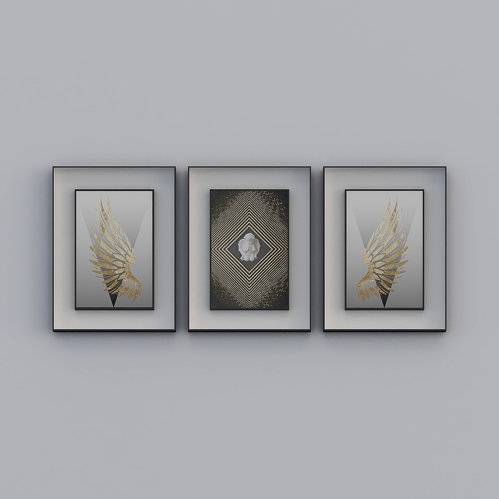 Jane -Light luxury wind - living room decoration painting - SK-018 - Angel's wings