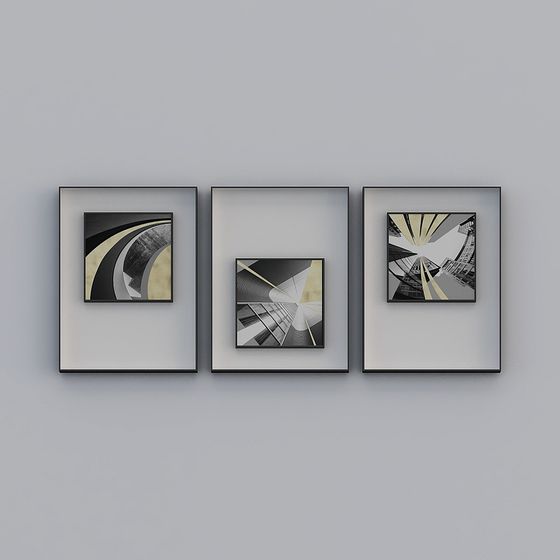 Abstract Triptych Frame 3D model for Designers