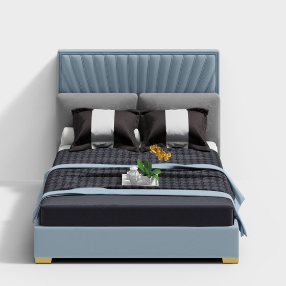 Elegant Bed 3D model for Modern Interiors