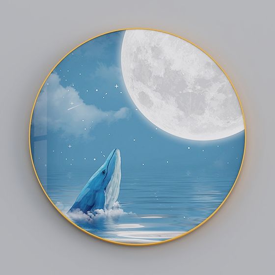 Surreal Blue Whale 3D model Under the Night Sky