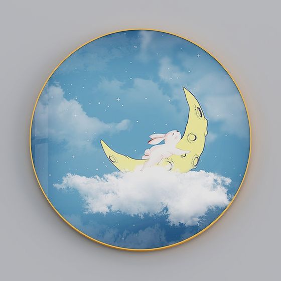 Charming Rabbit on Crescent Moon 3D model