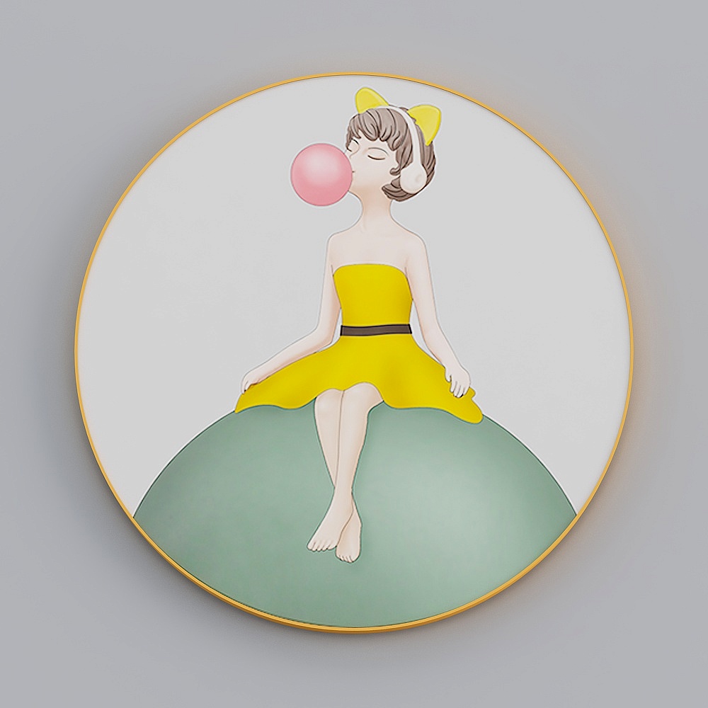 Zoyi - Nordic Wind - Children's Room Decoration Painting - Bubble Girl I (Round)