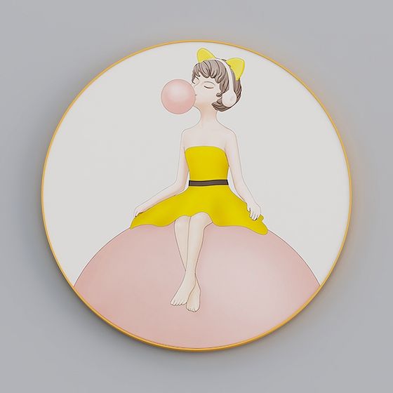 Charming Low-Poly 3D Girl Model in Colorful Dress