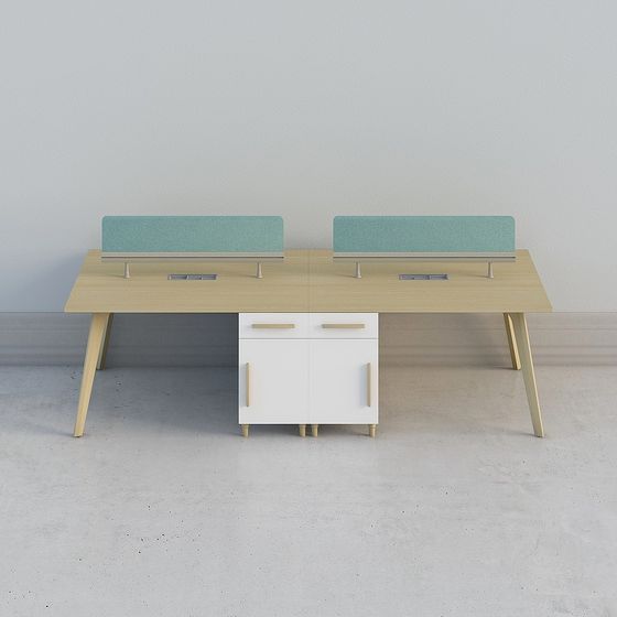 Stylish Double Desk 3D model for Modern Offices