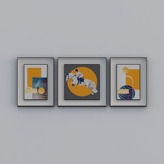 Abstract Equestrian Triptych 3D model