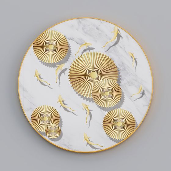 Elegant Marble Fan Wall Art 3D model
