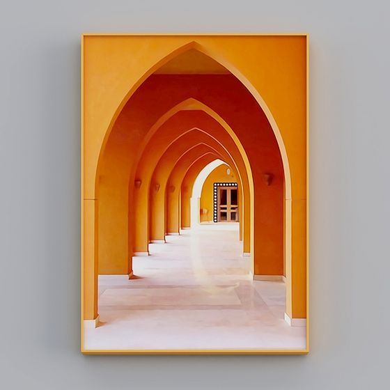 Magical Fantasy 3D Model with Golden Archways