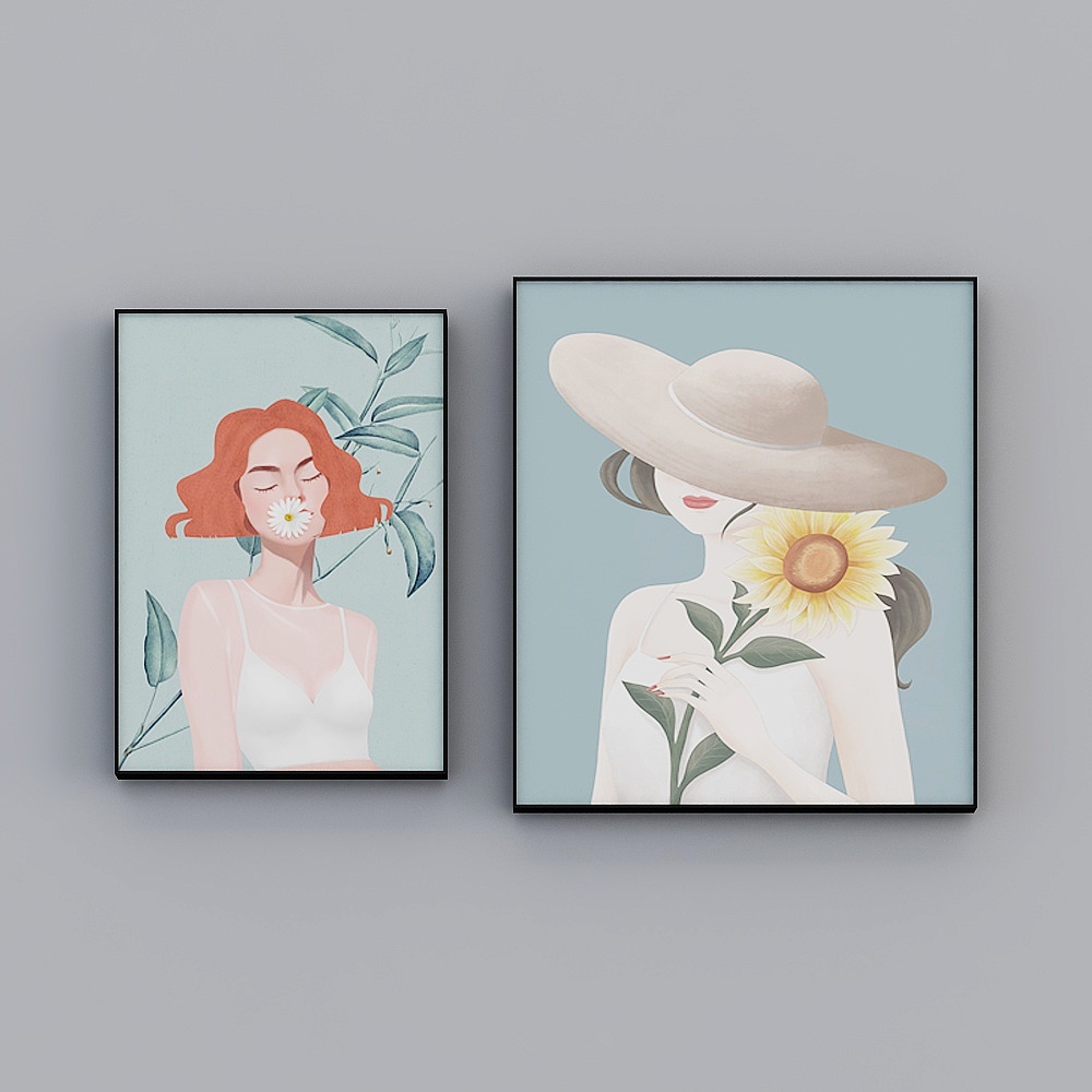 Zoe - Nordic Wind - Living Room Decorative Painting - Modern Girl KJ