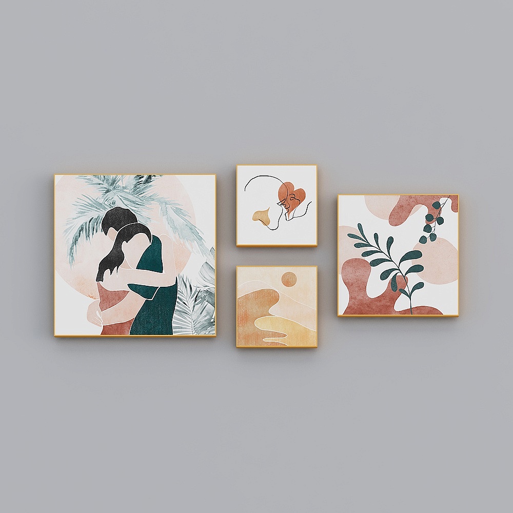 Zoe - Nordic Wind - Sofa Background Decorative Painting - Romantic Couple GJLK