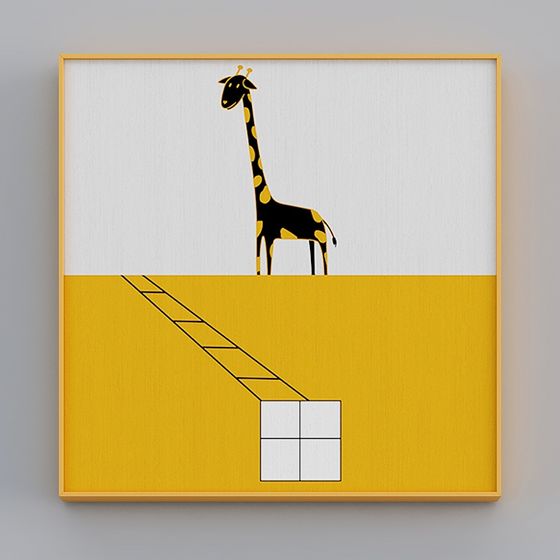 Charming Zebra Giraffe Art Frame 3D model