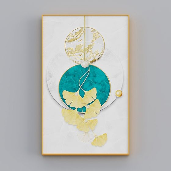 Golden Ginkgo Leaf Frame 3D model