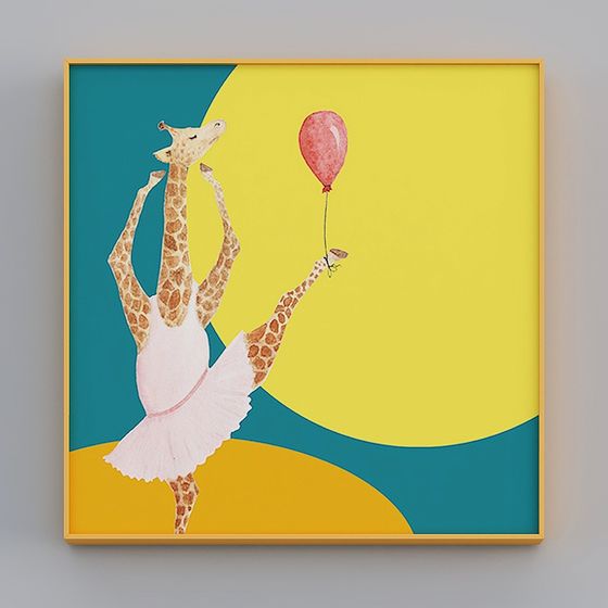 Dancing Giraffe 3D Model in Colorful Fantasy World