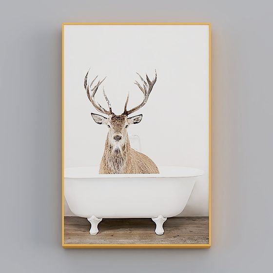 Serene Deer in Vintage Bathtub 3D model