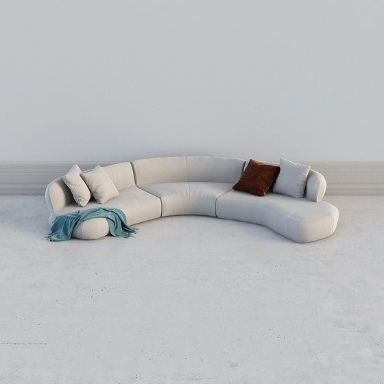 Curved Sofa 3D Model for Modern Interiors