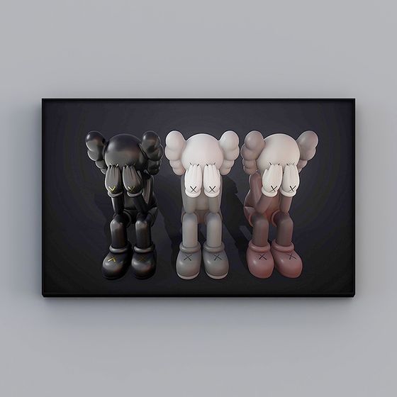 Kaws Companion 3D model in Low Poly Style