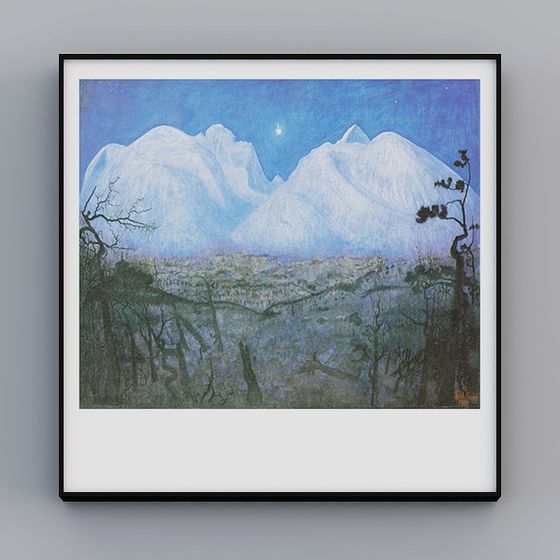 Winter Night Mountain Landscape 3D model