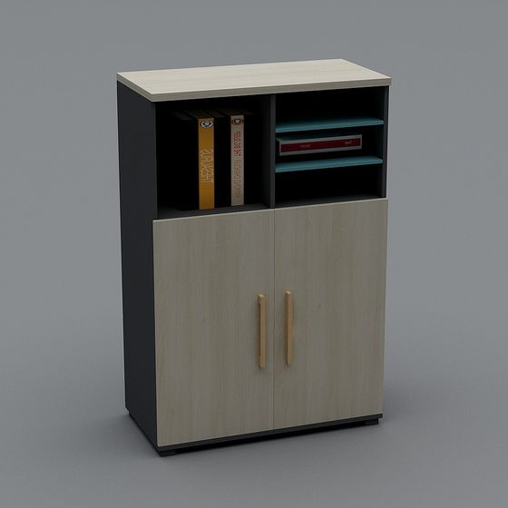 Elegant Low-Poly Bookshelf 3D model for Contemporary Spaces