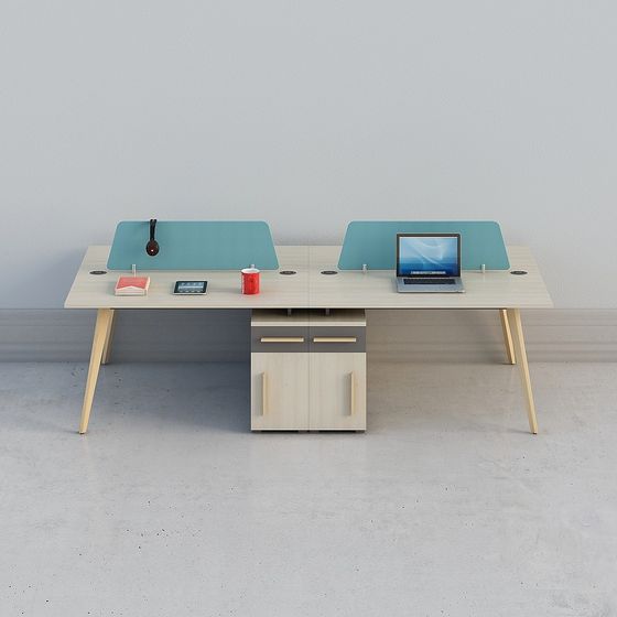 Elegant Double Office Desk 3D model for Modern Spaces