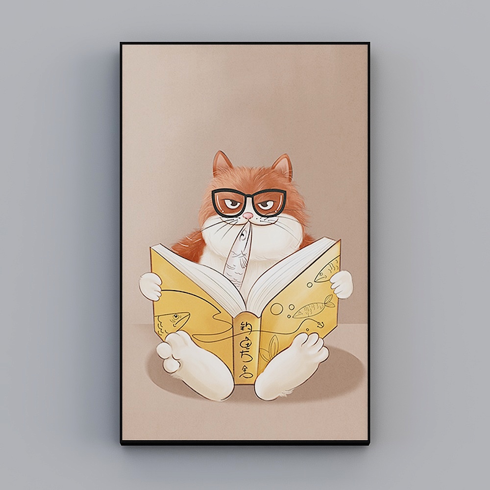 Charming Cat with Glasses 3D Model