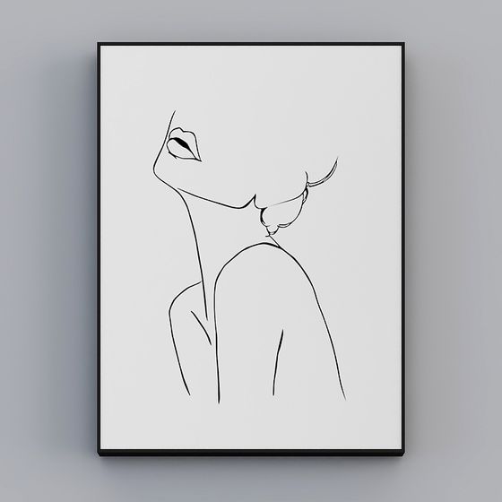 Elegant Line Art Woman 3D Model