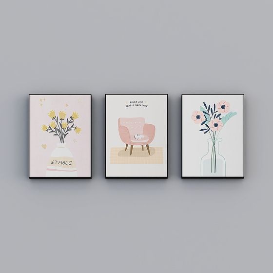 Artistic Low-Poly Wall Art 3D Model Set