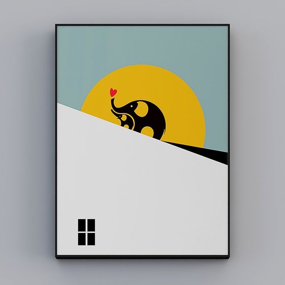 Sunset Love Elephant 3D model