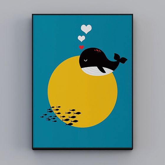 Charming Cartoon Whale 3D model