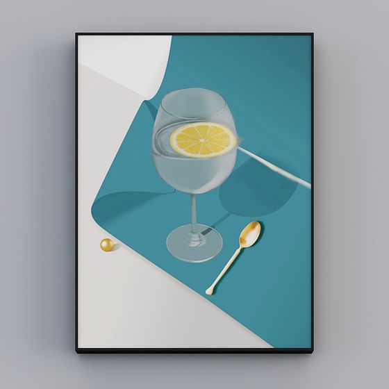Elegant Low-Polygon Glass and Lemon 3D model
