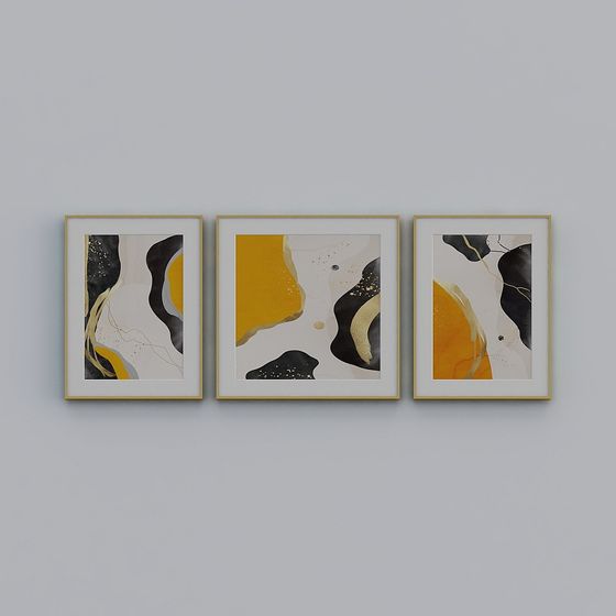 Abstract Triptych 3D model Featuring Low Poly Art