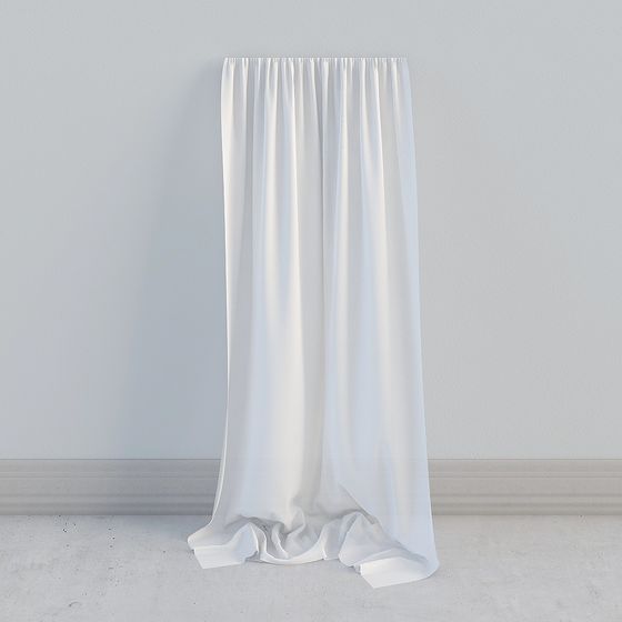Elegant White Curtain 3D model