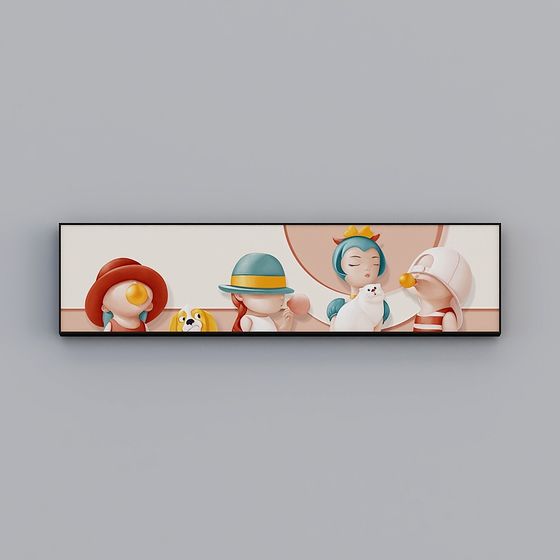 Colorful Characters Panel 3D Model for Creative Projects